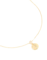 Gold Plated Cubic Zirconia Mini Libra Zodiac Sign Pendant Necklace