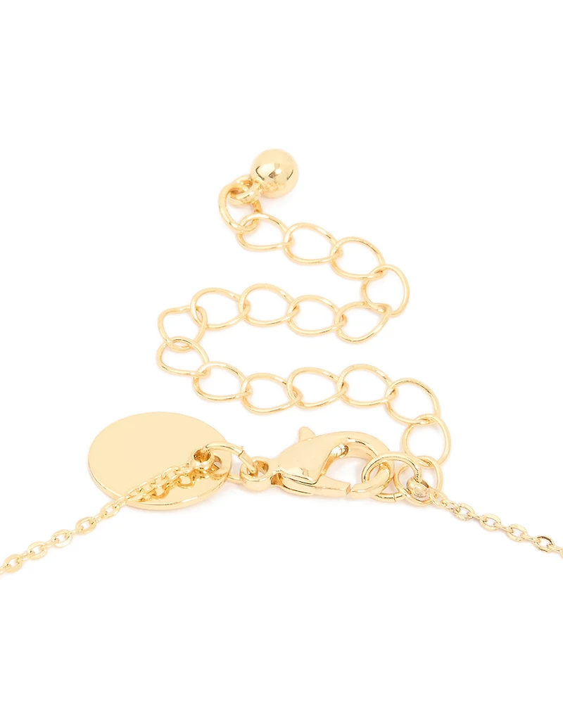 Gold Plated Cubic Zirconia Mini Libra Zodiac Sign Pendant Necklace