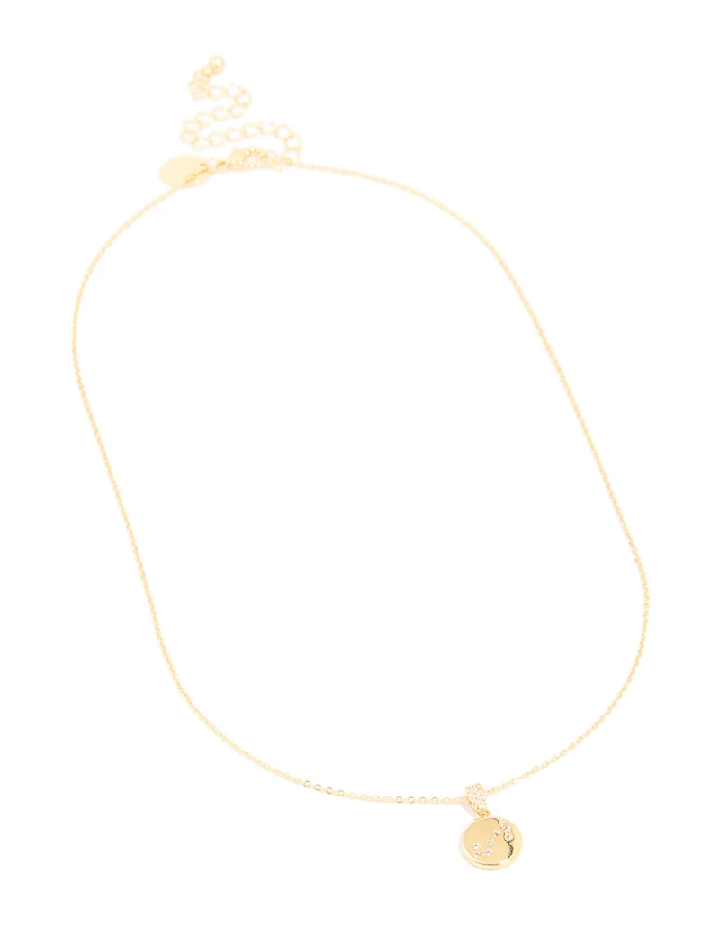 Gold Plated Cubic Zirconia Mini Scorpio Zodiac Sign Pendant Necklace