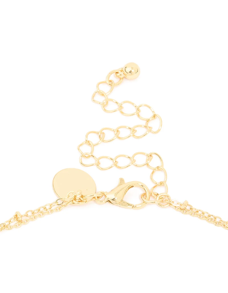 Gold Plated Cubic Zirconia Pave Bubble Letter A Layered Necklace