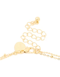 Gold Plated Cubic Zirconia Pave Bubble Letter C Layered Necklace