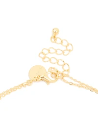 Gold Plated Brass Cubic Zirconia Pave Bubble Letter K Layered Necklace