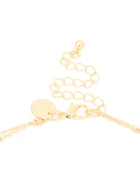 Gold Plated Cubic Zirconia Pave Bubble Letter M Layered Necklace