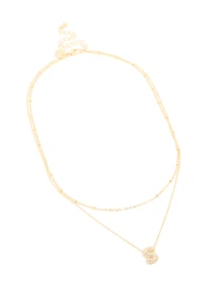 Gold Plated Cubic Zirconia Pave Bubble Letter S Layered Necklace
