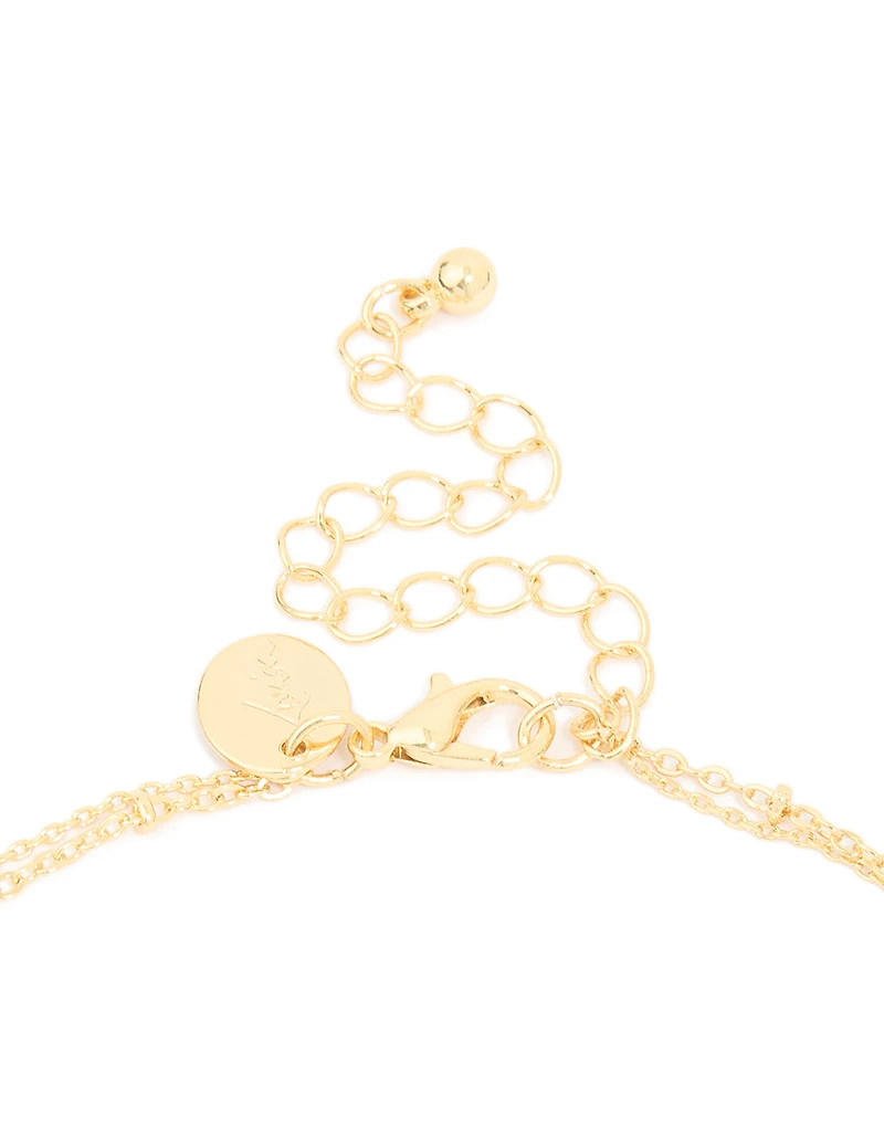 Gold Plated Cubic Zirconia Pave Bubble Letter S Layered Necklace