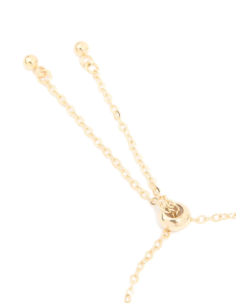 Gold Plated Cubic Zirconia Pave Bubble Letter T Toggle Bracelet