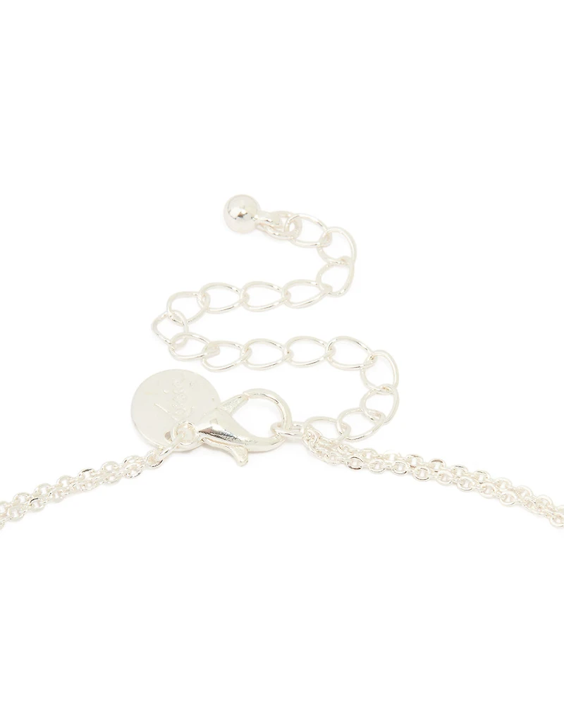 Silver Plated Cross & Mary Pendant Layered Necklace