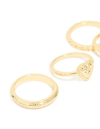 Paquet de 4 cœurs en diamant plaqué or et bagues estampées