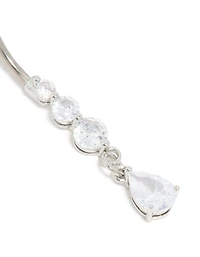 Surgical Steel Triple Cubic Zirconia Drop Belly Bar