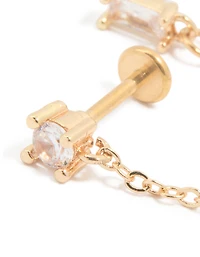 Chaîne en acier chirurgical plaquée dorée, ciel cubique en zircone à empilement plat