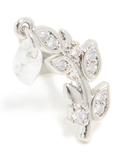 Surgical Steel Floral Diamante Single Flat Back Stud