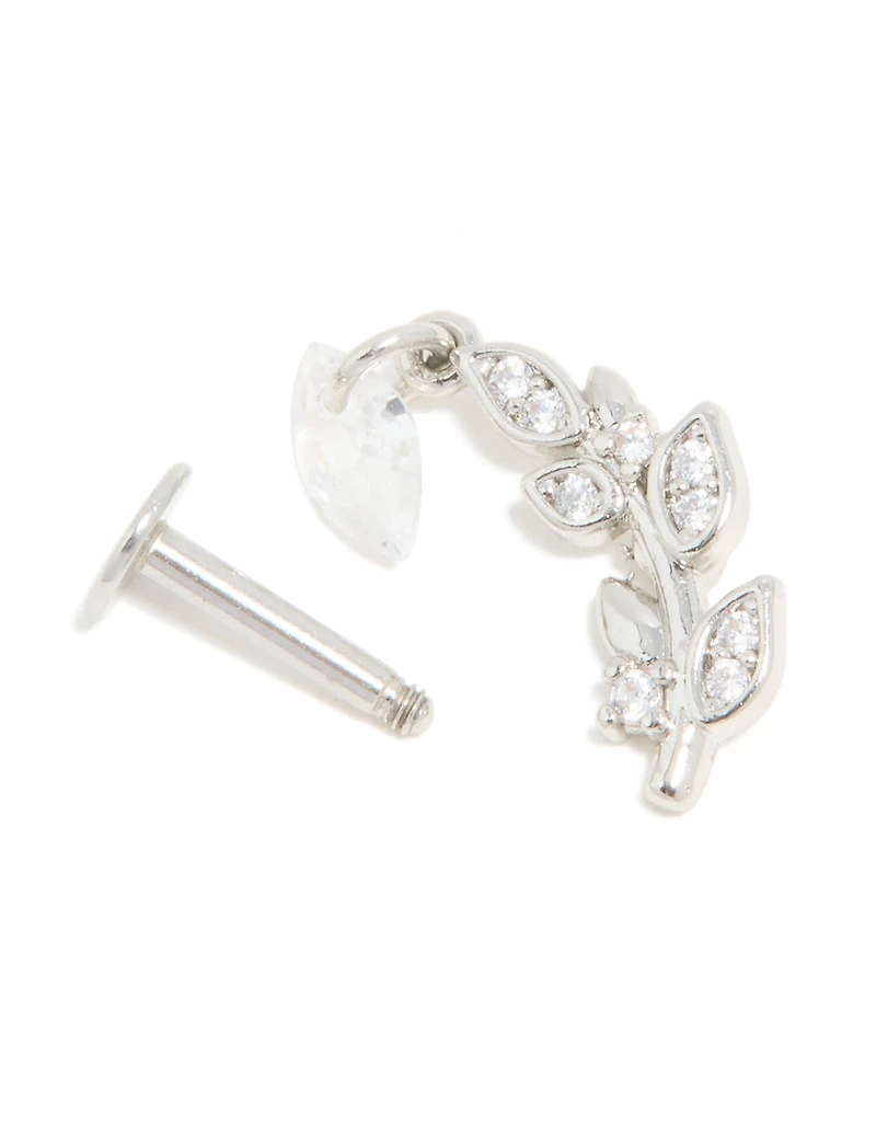 Surgical Steel Floral Diamante Single Flat Back Stud
