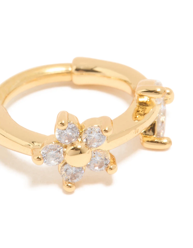 Gold Plated Surgical Steel Cubic Zirconia Floral Clicker Ring