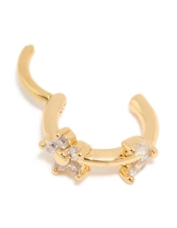 Gold Plated Surgical Steel Cubic Zirconia Floral Clicker Ring