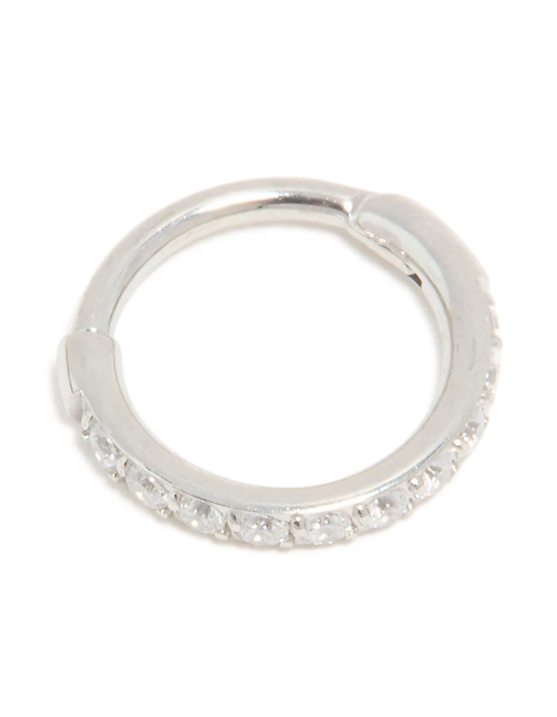 Surgical Steel Cubic Zirconia Micro Clicker Ring