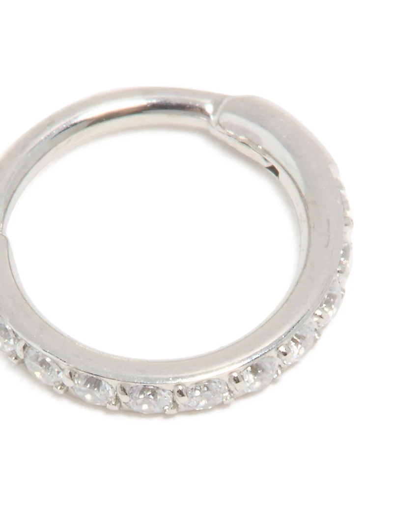 Surgical Steel Cubic Zirconia Micro Clicker Ring