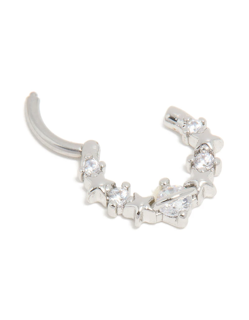 Surgical Steel Cubic Zirconia Floral Clicker Ring