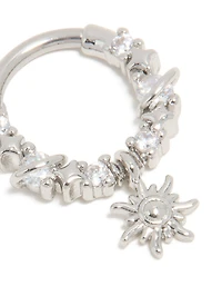 Surgical Steel Cubic Zirconia Celestial Star Drop Clicker Ring