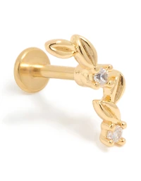 Gold Plated Titanium Vine Single Flat Back Stud