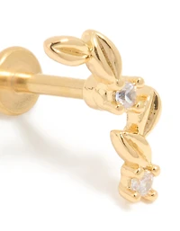 Gold Plated Titanium Vine Single Flat Back Stud