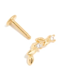 Gold Plated Titanium Vine Single Flat Back Stud