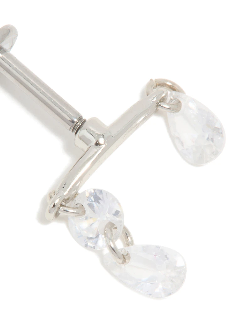 Titanium Double Cubic Zirconia Crawler Single Flat Back Stud