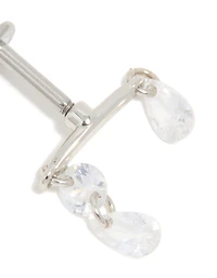 Titanium Double Cubic Zirconia Crawler Single Flat Back Stud