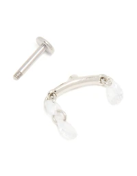 Titanium Double Cubic Zirconia Crawler Single Flat Back Stud