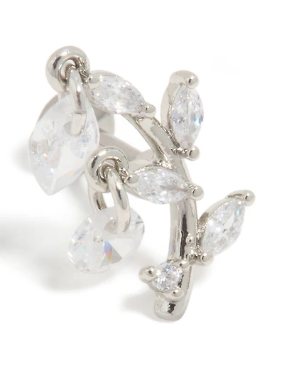 Titanium Cubic Zirconia Vine Ear Crawler Single Flat Back Stud