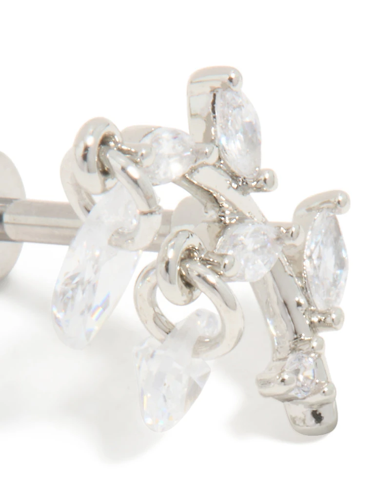 Titanium Cubic Zirconia Vine Ear Crawler Single Flat Back Stud
