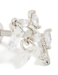 Titanium Cubic Zirconia Vine Ear Crawler Single Flat Back Stud