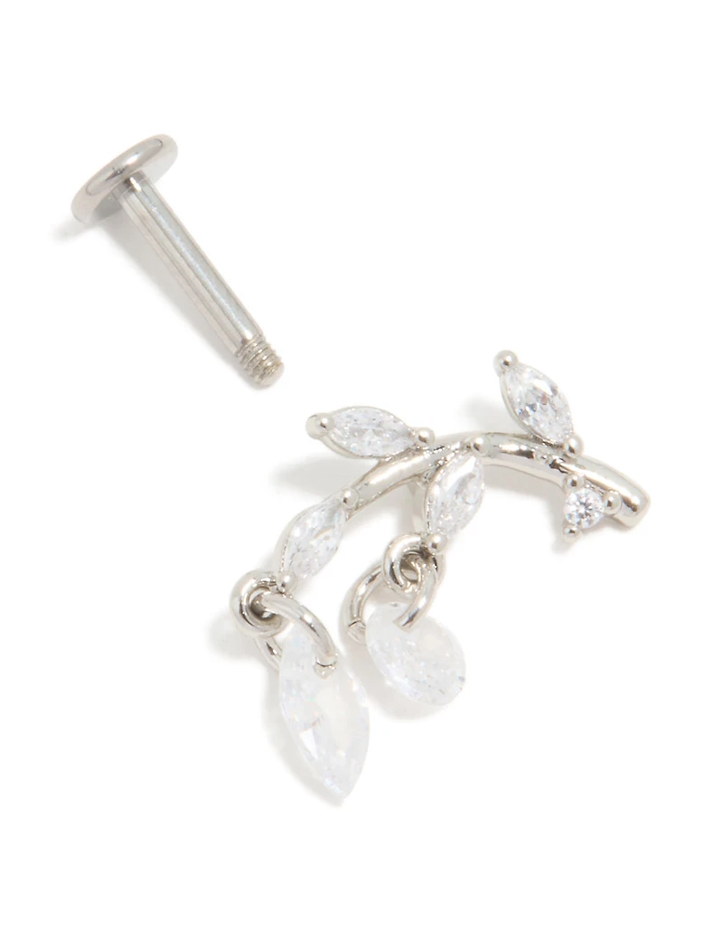 Titanium Cubic Zirconia Vine Ear Crawler Single Flat Back Stud