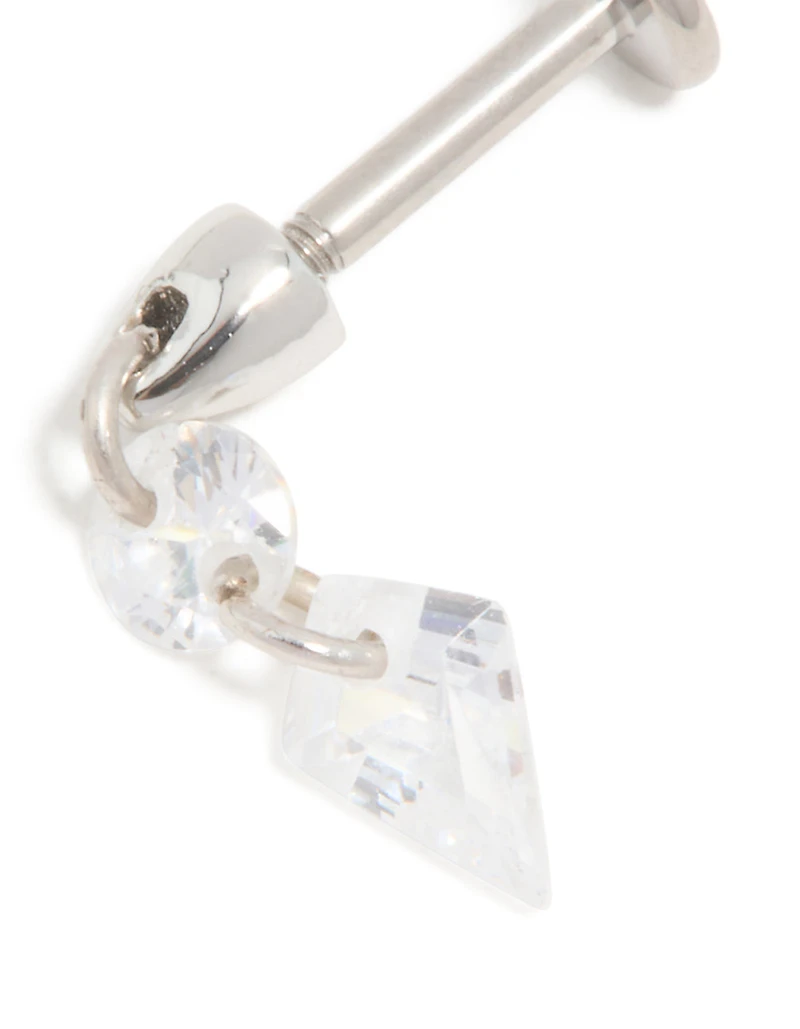 Titanium Cubic Zirconia Droplet Single Flat Back Stud