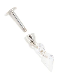 Titanium Cubic Zirconia Droplet Single Flat Back Stud