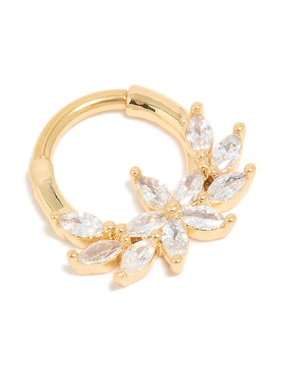 Anneau à clic en zircone cubique en titane plaqué or