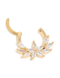 Gold Plated Titanium Floral Cubic Zirconia Clicker Ring