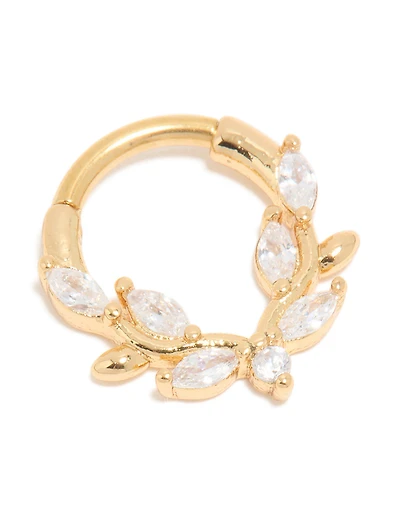 Gold Plated Titanium Cubic Zirconia Vine Clicker Ring