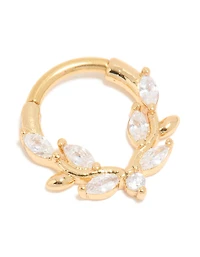 Gold Plated Titanium Cubic Zirconia Vine Clicker Ring