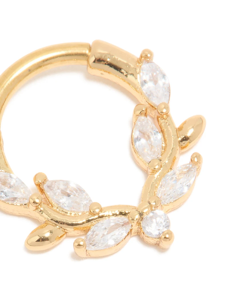 Gold Plated Titanium Cubic Zirconia Vine Clicker Ring