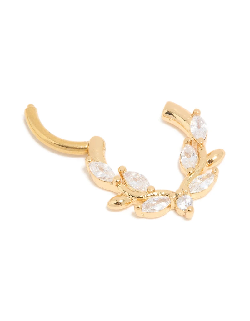 Anneau de clic en vigne en zircone cubique en titane plaqué or