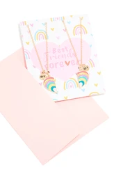Kids Gold Rainbow BFF Heart Necklace Pack