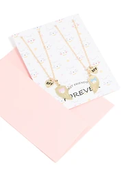 Kids Gold Cat BFF Heart Necklace Pack