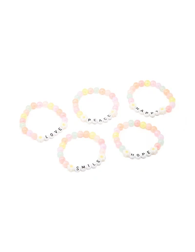 Bracelets extensibles Kids Beaded Flower Best Friends, pack de 5