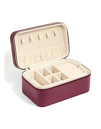 Boîte à bijoux rectangulaire en cuir PU bordeaux à couches