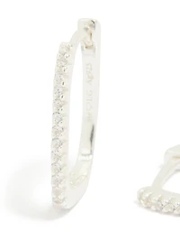 Boucles d’oreilles à anneau oblongs en zircone pavé cubique en argent sterling