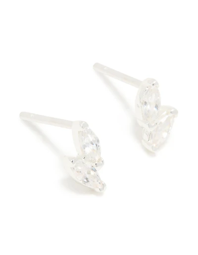 Sterling Silver Cubic Zirconia Cluster Stud Earrings
