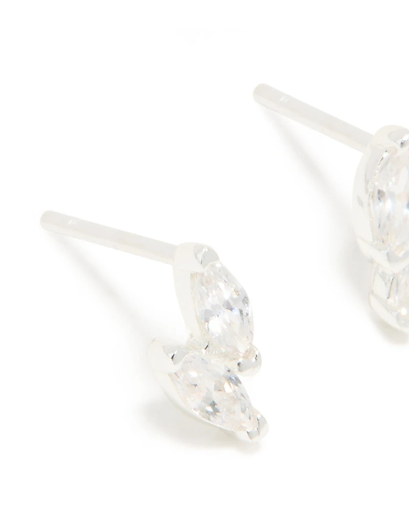 Sterling Silver Cubic Zirconia Cluster Stud Earrings