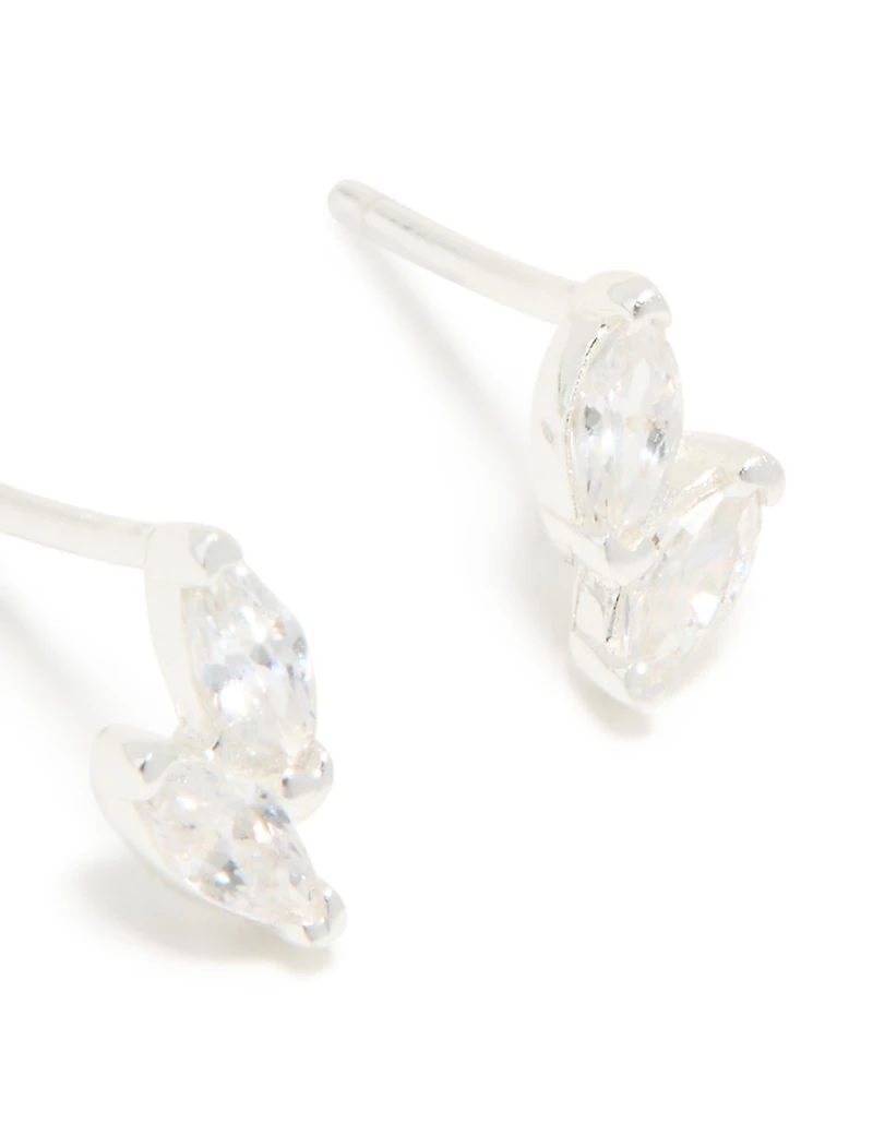 Sterling Silver Cubic Zirconia Cluster Stud Earrings