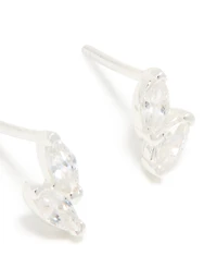 Sterling Silver Cubic Zirconia Cluster Stud Earrings