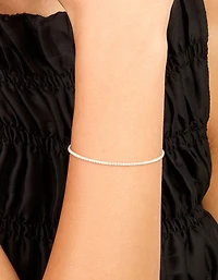 Sterling Silver Cubic Zirconia Tiny Tennis Bracelet